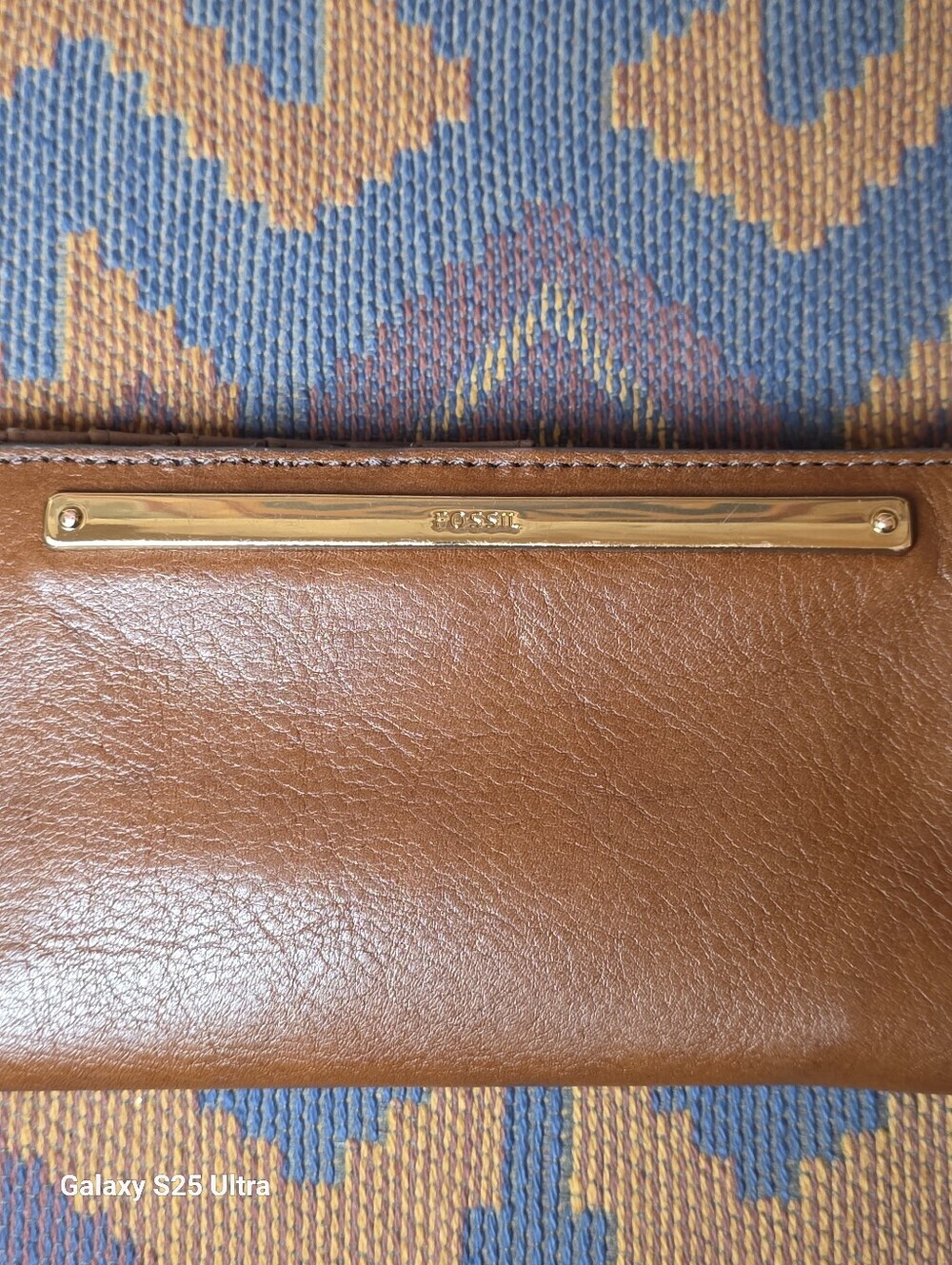 Fossil Liza Brown Leather Wallet Gold Hardware Bar Slim Bifold Clutch - Picture 4 of 16